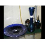 Isle of Wight Glass vase, together with scent bott