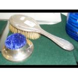 Silver back dressing table brush, together with a