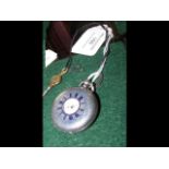 A lady's silver cased half hunter pocket watch