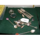 Six silver teaspoons, dress rings, etc.