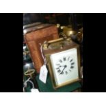 A brass cased repeater carriage clock - 11cm high