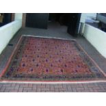 Antique Middle Eastern carpet with geometric borde