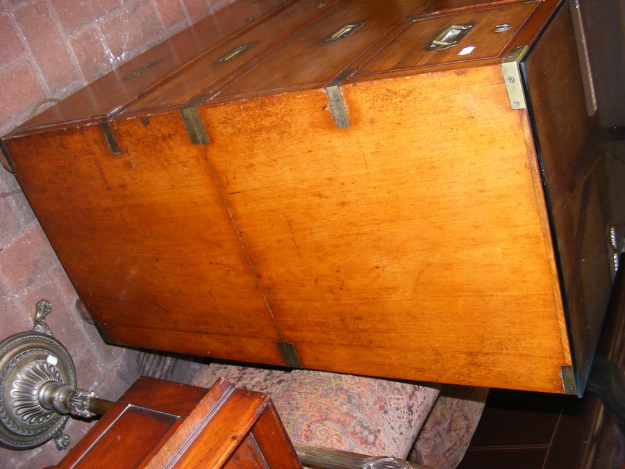 A 19th century military two section secretaire cam - Image 4 of 16