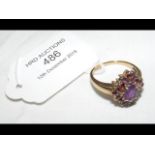 A lady's purple stone dress ring in gold mount