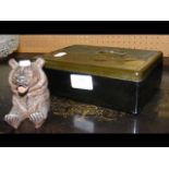 A Bakelite box, together with a Black Forest 'Bear