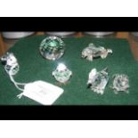 Six boxed Swarovski ornaments, including a Frog