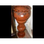Antique Japanese terracotta jardiniere on stand