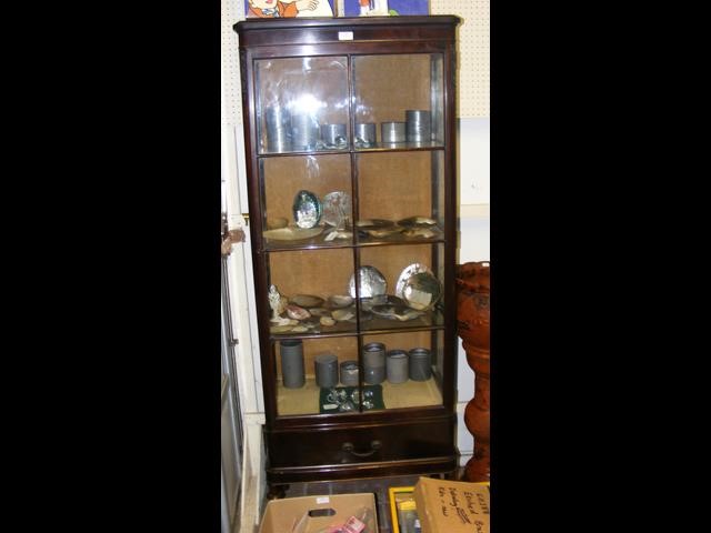 Antique display cabinet with drawer to the base