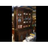 Antique bookcase with glazed upper section and car