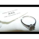 A lady's diamond Solitaire ring in 18ct white gold