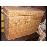 A large wicker storage basket