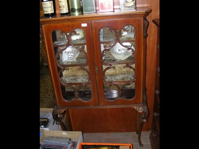 Antique display cabinet on cabriole supports