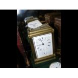 A brass cased repeater carriage clock with alarm -
