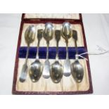 A set of six silver teaspoons in presentation case