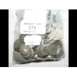 A bag of pre 1947 silver threepence coins