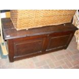 Antique period oak coffer with panelled front