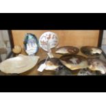 Selection of old carved oyster shells - some depic