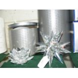 A boxed Swarovski 'water lily' candlestick holder,