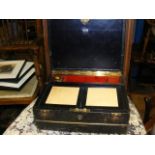 Antique leather bound writing slope with fitted in