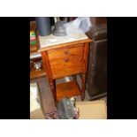 A French marble top pot cupboard