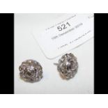 A pair of diamond cluster stud earrings - 1.5cm di