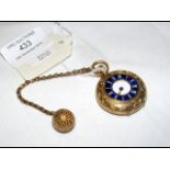A lady's 18ct gold and enamel half hunter pocket w