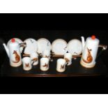 A Royal Doulton coffee set with Fox design - H4927