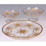 THREE PIECES OF LATE 19TH CENTURY UNDERCUT AND GILT TABLE GLASSWARE – possibly Baccarat comprising a