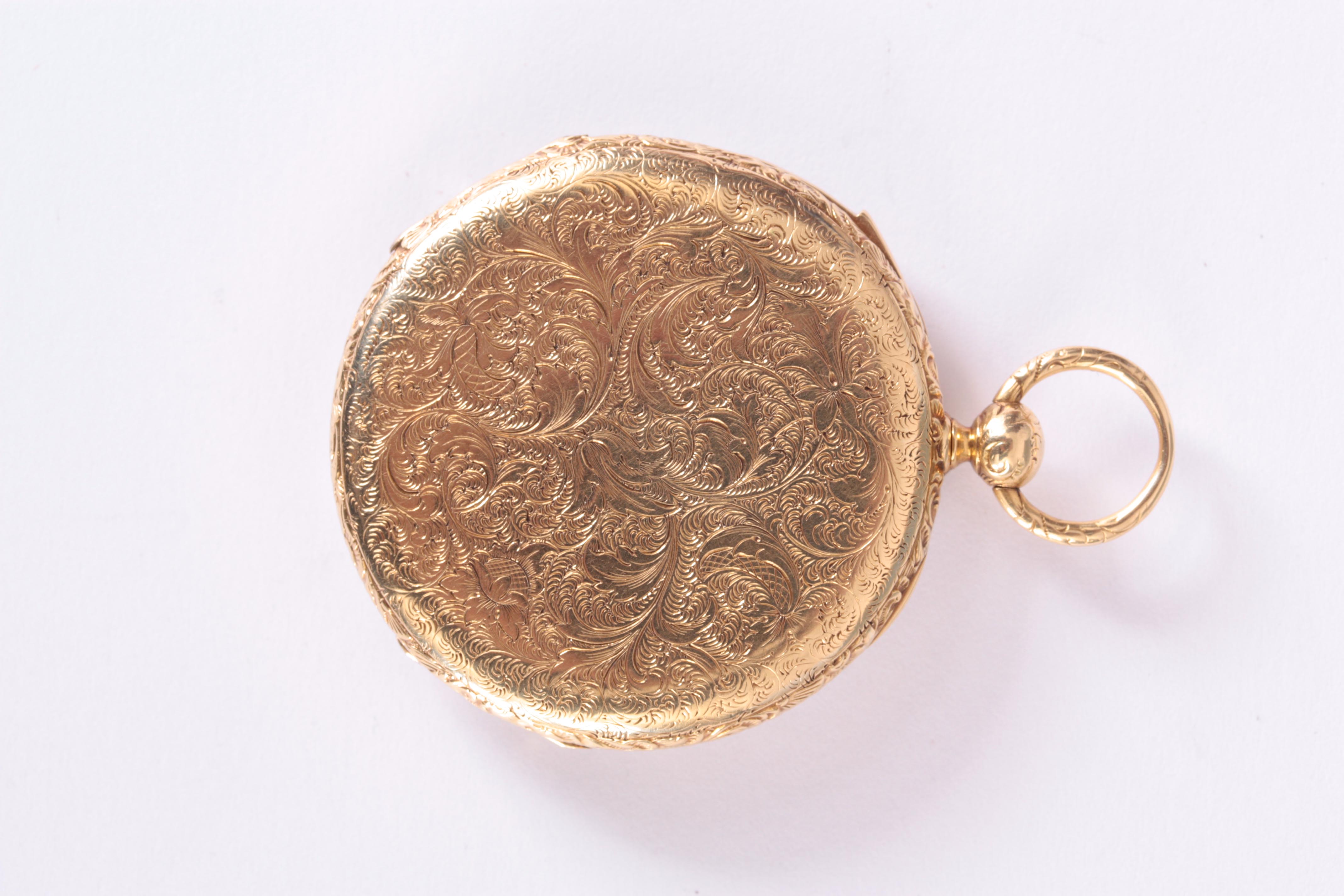 DUBOIS & FILS A MID 19th CENTURY SWISS 18K GOLD QUARTER REPEATING OPEN FACE POCKET WATCH having a - Image 4 of 15