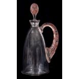 RENÉ LALIQUE. AN EARLY 20th CENTURY FRENCH CLEAR GLASS 'PRUNELLES' CARAFE having frosted sepia