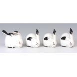 A SET OF ART DECO THEODORE HAVILAND RABBITS designed by Marcel Sandoz comprising of three pepper