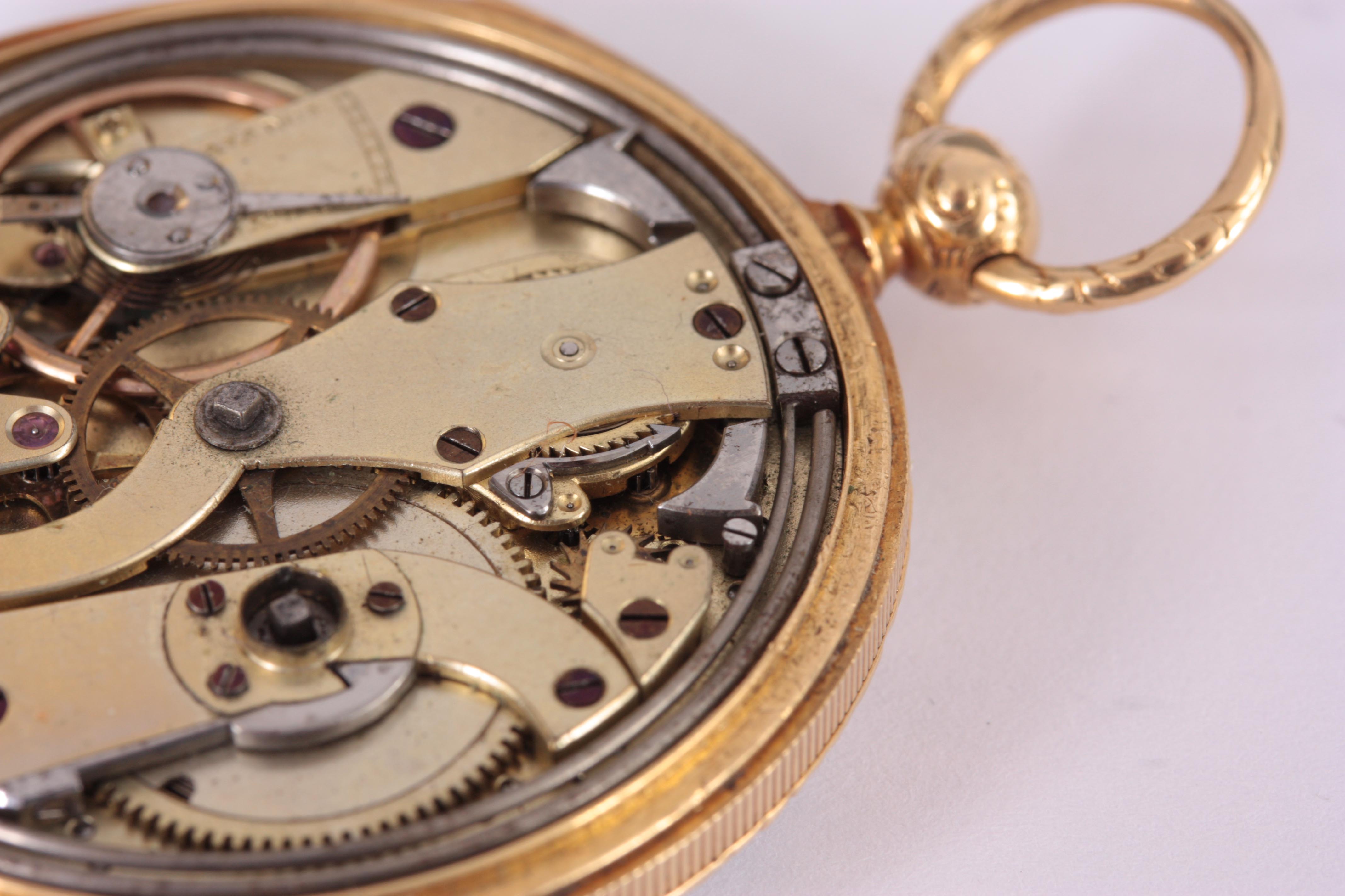 DUBOIS & FILS A MID 19th CENTURY SWISS 18K GOLD QUARTER REPEATING OPEN FACE POCKET WATCH having a - Image 15 of 15