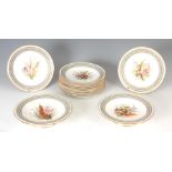 A LATE 19TH CENTURY ROYAL WORCESTER PART DINNER SERVICE comprising of 12 plates and two-footed