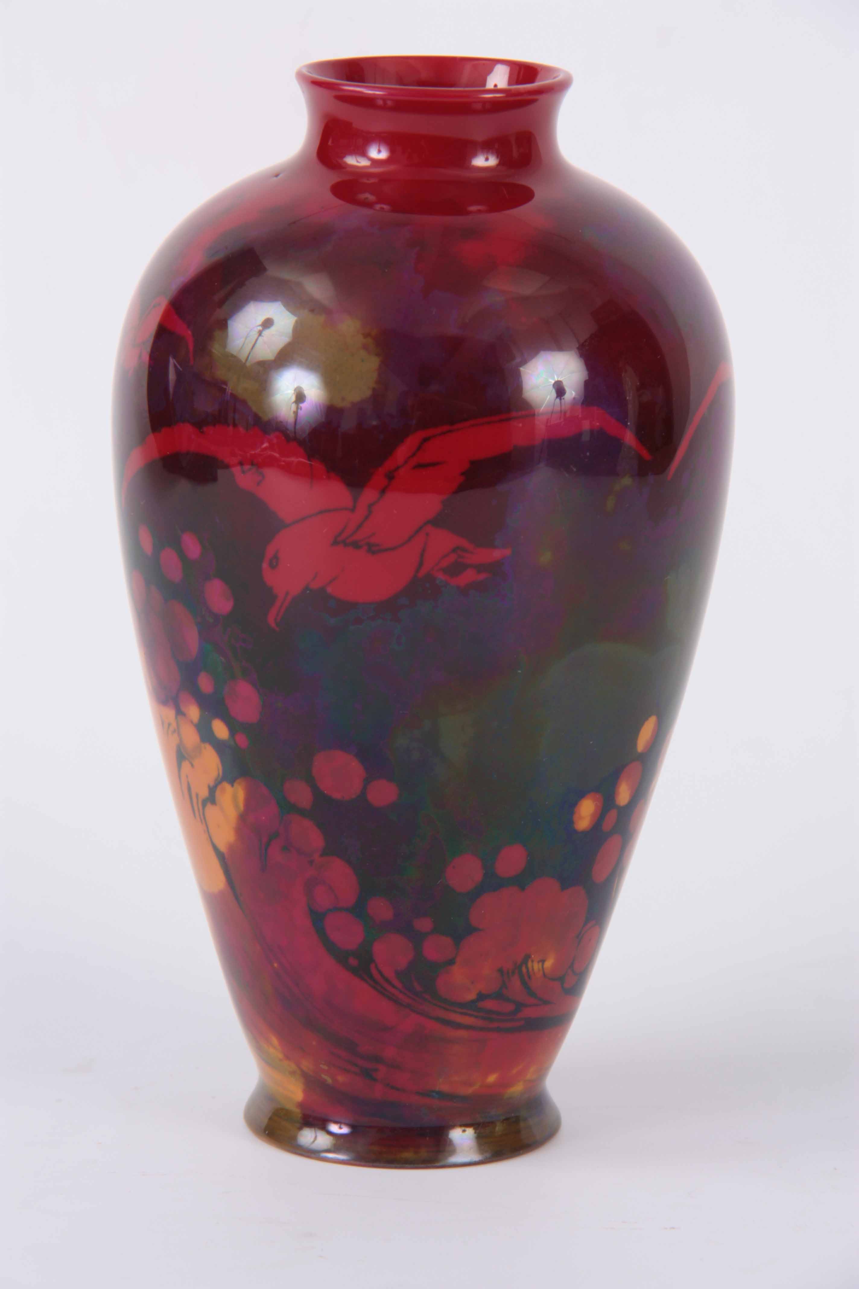 A RARE DOULTON FLAMBE VASE decorated with an Albatross - having an original label inside 18cm high - Image 2 of 5