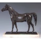 CHRISTOPHER FRATIN 1801-1864 A BRONZE SCULPTURE OF A HORSE on a naturalistic base mounted on a white