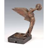 AN EARLY 20th CENTURY 'SPIRIT OF TRIUMPH' CAR MASCOT BY FRANCOIS BAZIN nickel-plated bronze,