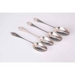 FOUR QUEEN ANN DOG NOSE SPOONS with engraved 'Bull' crests 19cm long, app. 6.5 troy oz. - Andrew