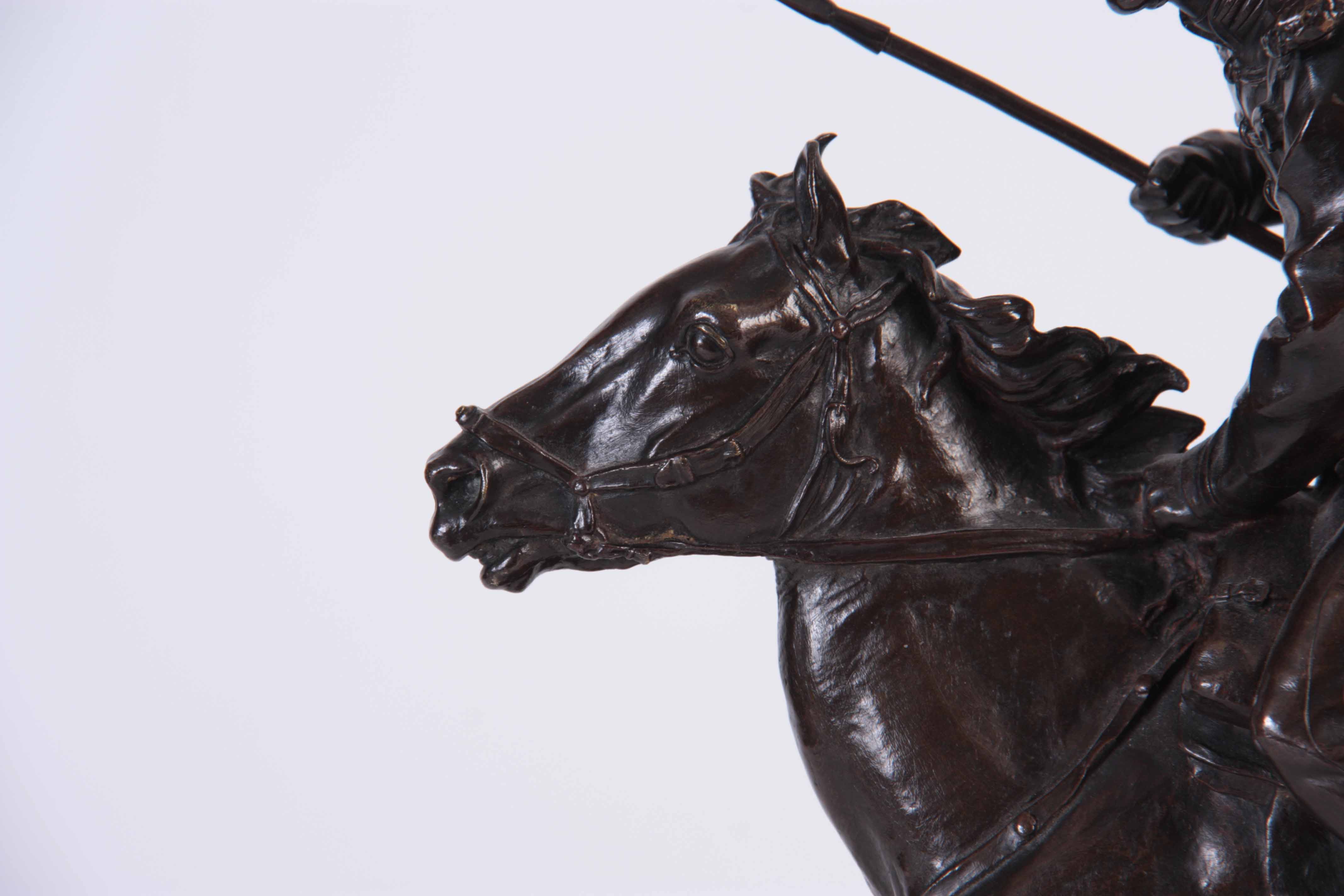 E. NAHCEPE. A LATE 19TH CENTURY RUSSIAN PATINATED BRONZE SCULPTURE modelled as a Cossack on charging - Image 3 of 8