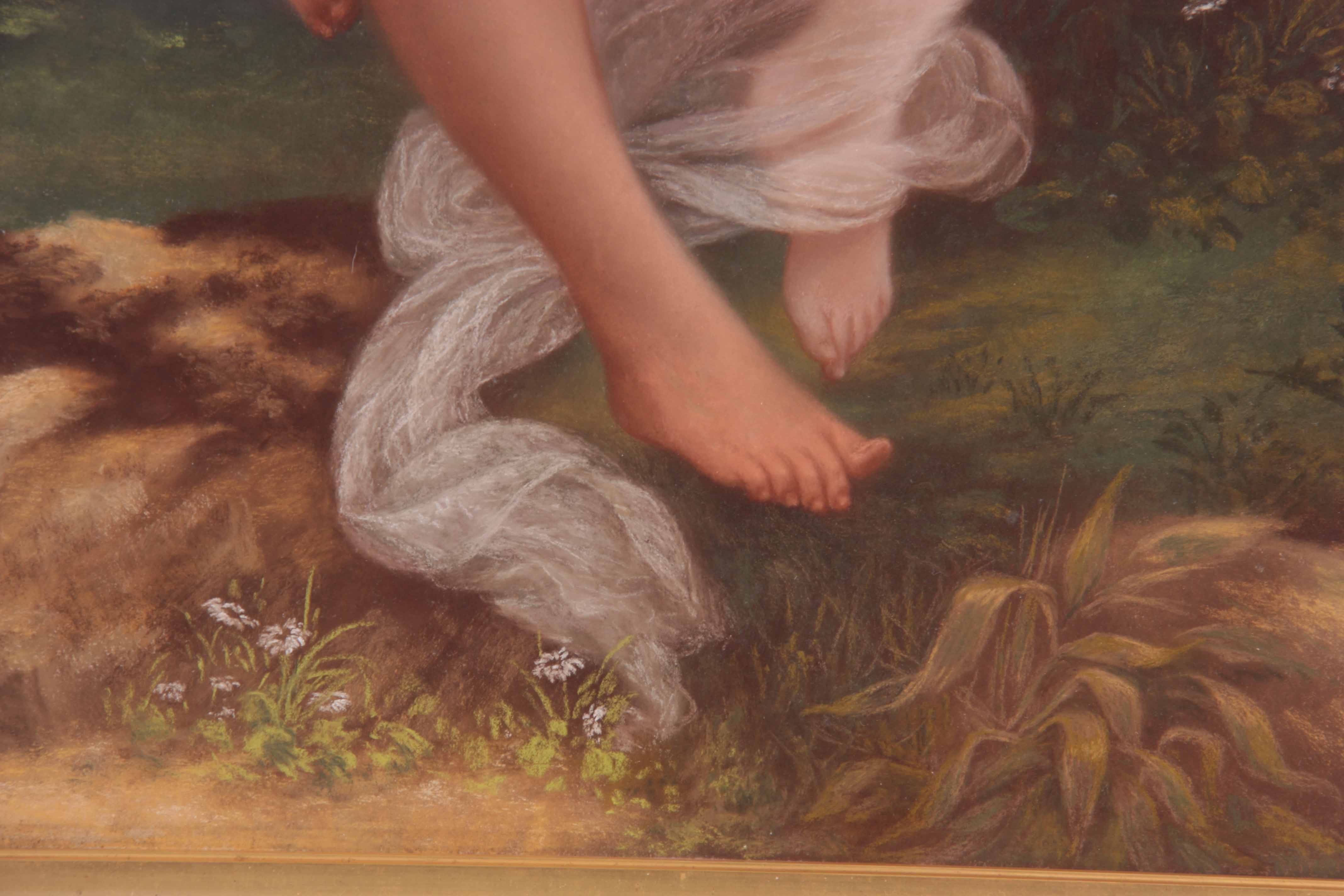 AFTER PIERRE AUGUSTA COT (1837-1883) "THE SWING, SPRINGTIME" PASTEL DRAWING - mounted in a gilt - Image 7 of 7