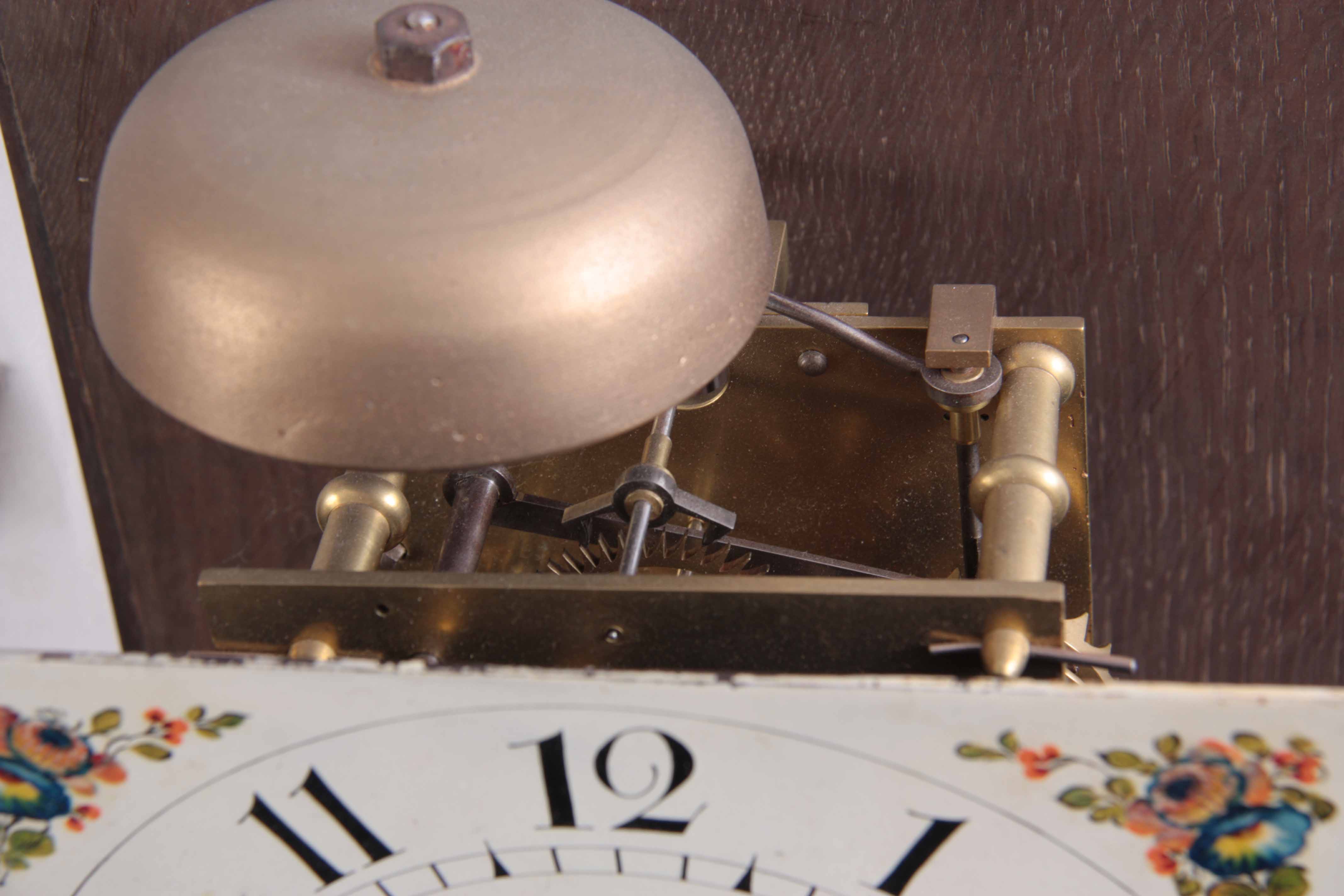 W. EVANS, SALOP. A LATE 18TH CENTURY OAK AND MAHOGANY HOODED WALL CLOCK the case having a swan - Image 4 of 10