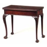 A MID 18TH CENTURY MAHOGANY TEA TABLE of good colour and patina, having finely carved cabriole