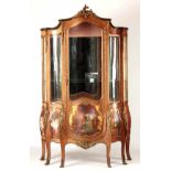 A 19TH CENTURY LOUIS IV STYLE VERNIS MARTIN SIX-LEGGED KINGWOOD AND ORMOLU MOUNTED VITRINE / DISPLAY