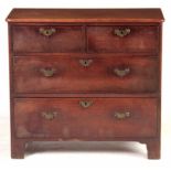 A GEORGE II MAHOGANY CHEST OF DRAWERS with rounded corners having two small and two long graduated