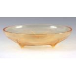 R. LALIQUE FRANCE AN EARLY 20TH CENTURY LALIQUE AMBER GLASS LILY PAD BOWL mark no.383. 5.5cm high