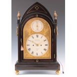 JAMES MURRAY, ROYAL EXCHANGE, LONDON. No.145. A REGENCY LANCET TOP EBONISED BRACKET CLOCK the