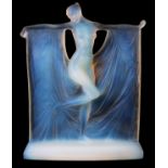 R. LALIQUE AN OPALESCENT GLASS SUZANNE STATUETTE - impressed mark R. Lalique 22.5cm high.