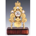 A RARE AND UNUSUAL 19TH CENTURY SKELETON CLOCK WITH LORD NELSON INTEREST the gilt brass frame of