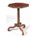 A REGENCY ROSEWOOD AND BRASS INLAID OCTAGONAL OCCASIONAL TABLE with cross-banded top octagonal