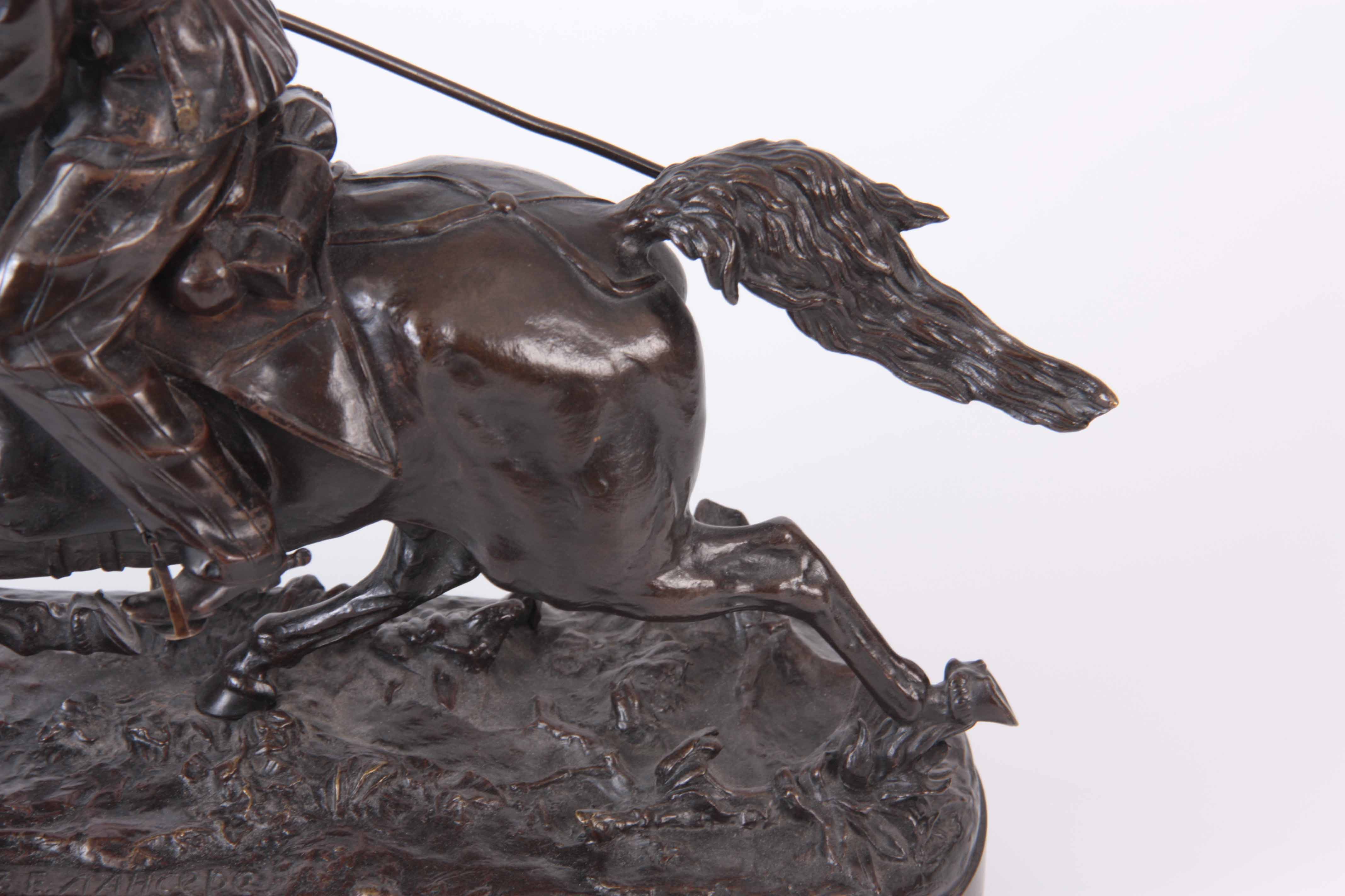 E. NAHCEPE. A LATE 19TH CENTURY RUSSIAN PATINATED BRONZE SCULPTURE modelled as a Cossack on charging - Image 7 of 8