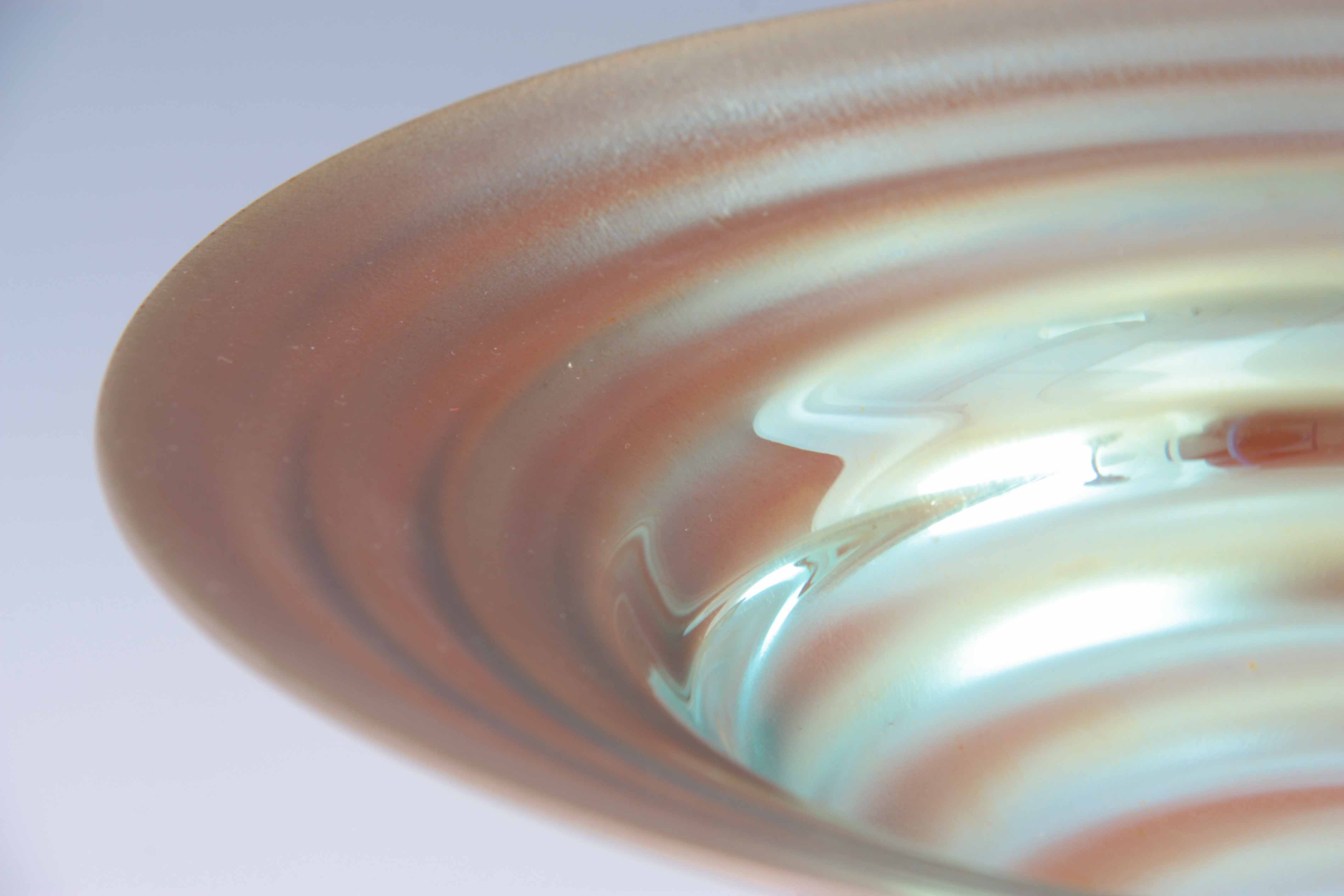 A 20TH CENTURY WMF IKORA GLASS IRIDESCENT FOOTED BOWL BY KARL WIEDEMANN 11cm high, 28cm diameter. - Image 2 of 5